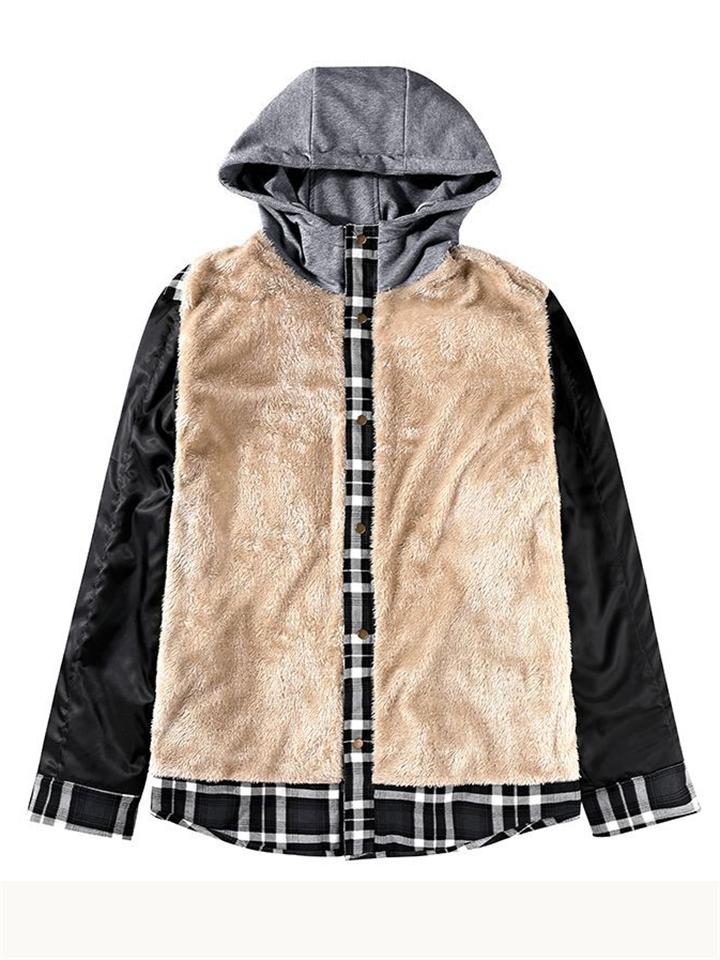 Men's Windproof Hooded Flannel Jacket
