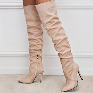 Fashion Pointed Toe Slim Suede Long Boots for Women