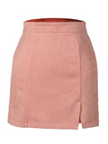 Women's Sexy A Line Suede High Waisted Skirts