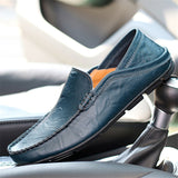 Men‘s Genuine Leather Casual Slip On Driving Shoes