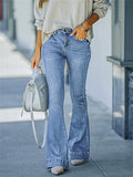 Lady Stylish Mid Waist Flared Jeans