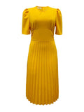 Summer New Short Sleeve Pleated Plus Size Lady Long Dress