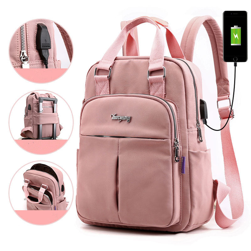 Women's Multi Functional Fashion Travel Backpack With USB Charge Port