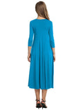 Stylish Solid Color Round Collar Pullover Dresses