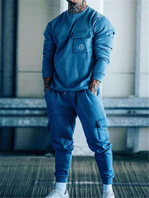 Solid Color Long Sleeve Tracksuits For Men