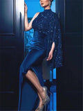Stunning High Neck Sequined One Short Sleeve Mermaid Dress for Prom