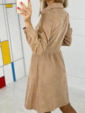 Women's Winter Fashion Button Down Corduroy Dress