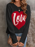 Fashion Round Neck Love Heart Printed Sweaters