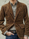 Men's Casual Slim Fit Lapel Collar Corduroy Blazer