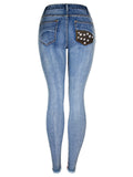 Women's Fashion Contrast Color Slim Fit Denim Jeans