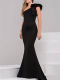 Stunning One Shoulder Ruffle Design Mermaid Maxi Dress for Prom