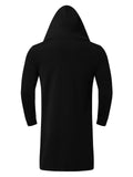 Men's Street Ultra Light Hooded Long Cardigan Cloak with Pockets