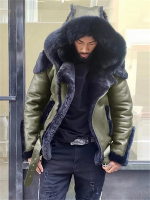 Mens Winter Hooded Luxury Fur Coat