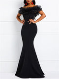 Gorgeous Off Shoulder Ruffle Design Maxi Mermaid Dress for Evening