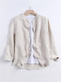 Casual Loose Comfy Linen Buttons Long Sleeve Shirts