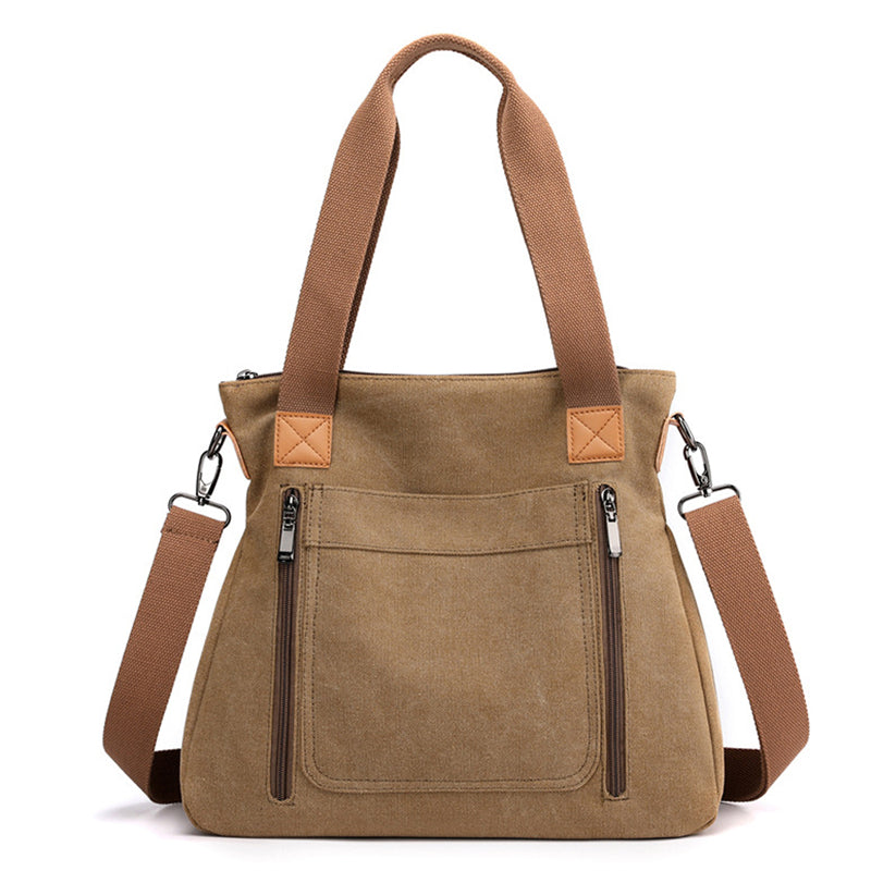Women's Casual Canvas Shoulder Bags with Anti-Theft Pocket
