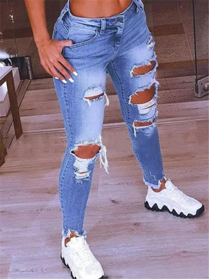 Low-Rise Distressed Design Frayed Edges Regular Length Skinny Jeans