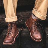 Men's Retro Round Toe Lace Up Martin Boots