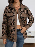 Stylish Leopard Printed Long Sleeve Corduroy Coats for Women