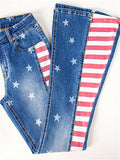 Women's Street Style Fashion Contrast Color Star Print Bell Bottom Jeans