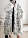 Fashion Loose Faux Fox Fur Thicken Keep Warm Lady Long Coats