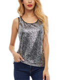 Women's Fashionable Sleeveless Sparkly Sequined Vest Tops