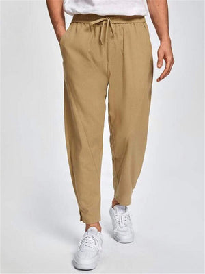 Casual Khaki Color Straight Leg Pants For Men