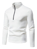 Solid Color High Collar Zip Up Base Tops for Men