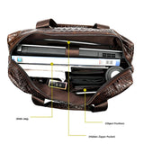 Retro Style Crocodile Textured Interior Pocket Detachable Sling Strap Laptop Bag