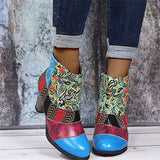 Amazing Retro Ethnic Style Splice Spika Heels Ladies Ankle Boots