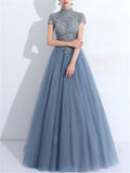 Gorgeous Applique Back Cutout Lace Ball Gown for Prom