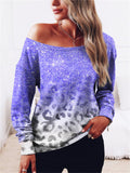 Fashion Shiny Off Shoulder Long Sleeve Sexy Lady Tops