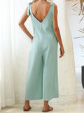 Women's Stylish Solid Color Sleeveless Loose Jumpsuit With Pocket
