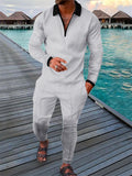 Spring Holiday Men's Lapel Quarter-Zip Pullover Fashion Sets