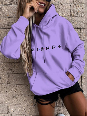 New Women's Large Pocket Long Sleeve Letters Printed Hoodies