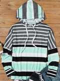 Contrast Color Stripe Long Sleeve Hoodies