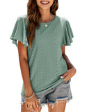 Ladies Summer Loose Ruffle Sleeve T-shirts