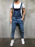 Men's Casual Ripped Denim Overalls Jumpsuit Dungarees Bib