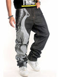 Casual Fashion Graffiti Printed Loose Straight-Leg Pants