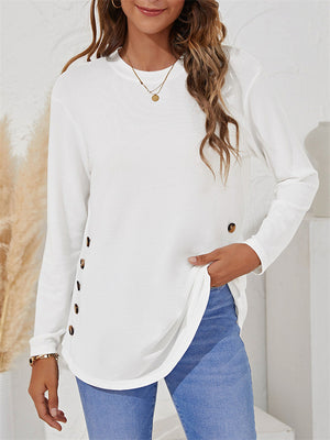 Women's Simple Casual Round Neck Long Sleeve T-shirts