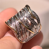 New Full Zircon Multi-layer Gold Two-color Women's Ring