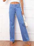 Women's Campus Style Fashion Youth Straight-Leg Denim Jeans