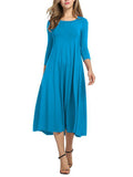 Stylish Solid Color Round Collar Pullover Dresses