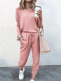 Women's Comfort 2-Piece Set Casual T-Shirt & Lace Up Pants