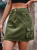 Female Summer Elastic Waist Short Cargo Skirt