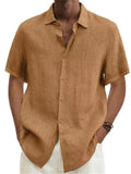 Short Sleeve Linen Beach Shirts for Men