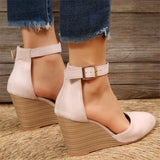 Women's Stylish Pointed Toe Ankle Strap Wedge Heel Sandals