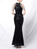 Exquisite Sequined Halter Neck Dress for Evening Party