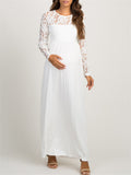 European American Fashion Solid Maternity Lace Cut-Out Dress