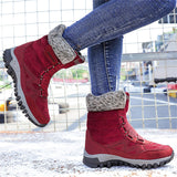 Winter Warm Plush Waterproof Suede Snow Boots for Women